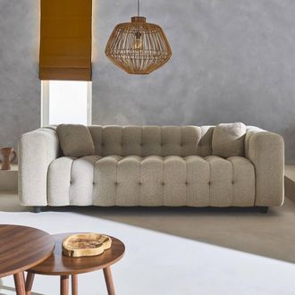 Sweeek 3-seater Sofa Upholstered In Textured Boucle Fabric in Beige