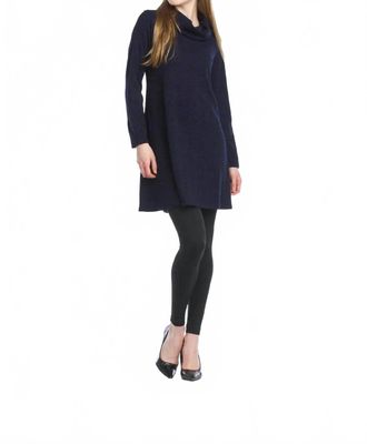 Papillon Heathered A-Line Cowl Neck Sweater Dress In Navy