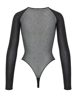 Elisabetta Franchi Stretch Jersey & Tulle Bodysuit - Black