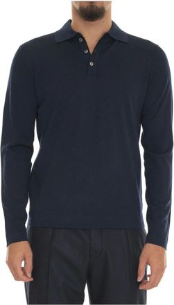 Hindustrie Merino Wol Lange Mouw Polo Shirt - Heren - Polos - Blauw - 2XL - Wol - Tops