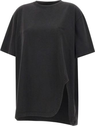 The Attico Shaped Split T-Shirt - Dames - T-shirts - Zwart - XS - Katoen - Tops