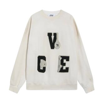 Golden Goose Sweatshirts, female, White, Size: M Boxi Crewneck Sweatshirt