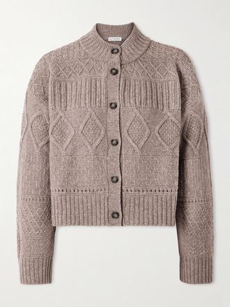 Altuzarra Cardigan Cropped In Misto Lana A Trecce Amory - Marrone