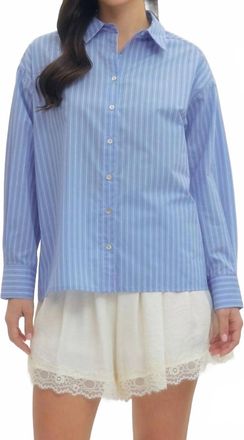 Entro Striped Long Sleeve Button Down In Blue