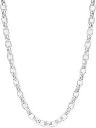 Melinda Maria Ashley Cubic Zirconia Chain Link Necklace in Silver-White at Nordstrom, Size 18
