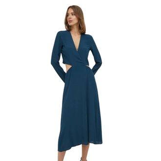 Patrizia Pepe Jurk met lange mouwen en uitsnijding - Dames - Casual kleedjes - Blauw - XS - Kleedjes