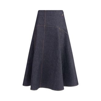 Jacquemus Blue Cotton Midi Womens Skirt
