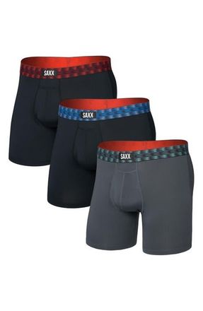 Saxx Assorted 3-Pack Multi-Sport Mesh Performance Boxer Briefs in Red/Mint/Blue Jagged Wb at Nordstrom, Size Small