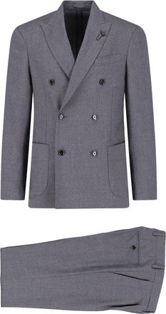 Lardini Grey Double-Breasted Virgin Wool Suit