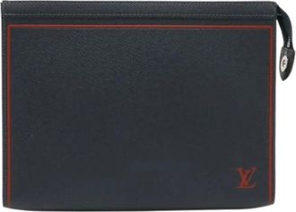 Louis Vuitton Pre-owned Pochette Voyage MM Calf Leather Clutch Bag - Dames - Vintage Clutch - Blauw - ONE Size - Leer - Vintage