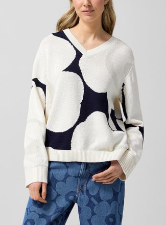 Marimekko Womens Pomppia Unikko V-neck sweater