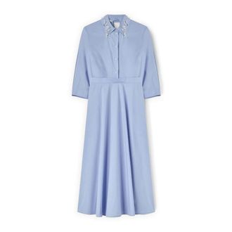 Motivi Shirtdress met juwelencol - Dames - Casual kleedjes - Blauw - L - Katoen - Kleedjes