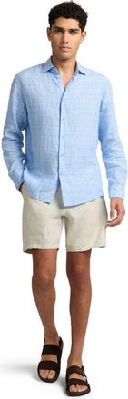 Onia Linen Long Sleeve Shirt in Blue Multi at Nordstrom, Size X-Large