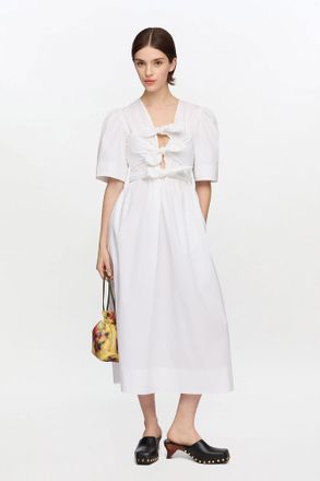 Ganni White Stretch Cotton Dress - Size 32 Organic