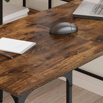 Berkfield Home Decorative Desk Smoked Oak 139x139x75 cm Engineered Wood in Brown | Size: 139 x 139 x 75 cm