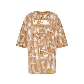 Moschino Printed Cotton Jersey T-shirt - unisex - Moschino - T-Shirts - Beige - 2XL - Tops
