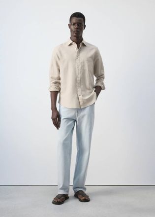 Mango Camicia regular-fit lino cotone beige - Uomo - XXL - MANGO MAN