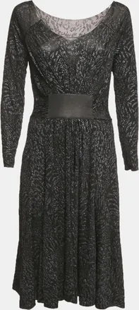 Armani Black/blue Glitter Print Jersey Midi Dress