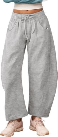 Generic Barrel Leg Trousers Womens Joggers Loose Fit Wide Leg Joggers for Women Casual Tracksuit Bottoms Sweatpants Womens Jogging Pants Sports Trousers with 