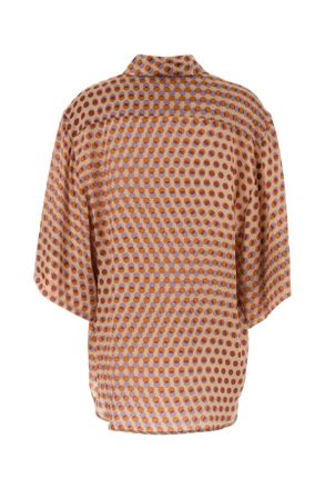 Dries Van Noten Womens Printed Satin Clea Shirt Oldrose Exterior: Silk Camicie
