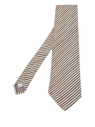 Valentino Garavani 2023 diagonal-stripe silk tie - men - Silk - One Size - Neutrals
