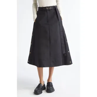 Moncler Belted A-Line Skirt in Black at Nordstrom, Size 2 Us