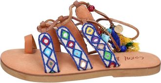 Coral Blue Flat Sandals, female, Multicolor, Size: 11 US Womens Textile Sandals