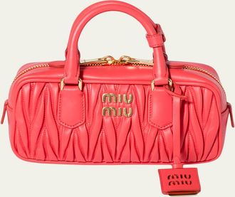 Miu Miu Zip Quilted Leather Top-Handle Bag