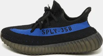 adidas Black/Blue Knit Fabric Boost 350 V2 Dazzling Blue Sneakers Size 38 2/3
