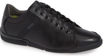 BOSS Saturn Low Top Sneaker in Black/black Leather at Nordstrom, Size 12