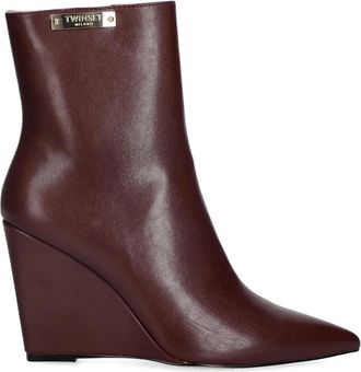 Twin-Set 100mm pointed-toe boots - women - Rubber/Other fibres/Other fibres - 41 - Red