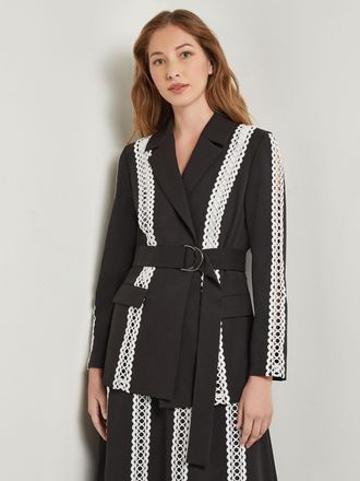 Misook Heritage Fit Jacket - Eyelet Trim Woven Twill