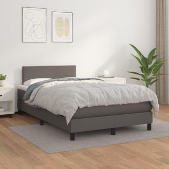 vidaXL Vidaxl - Cama Box Spring Con Colch&oacute;n Cuero Sint&eacute;tico Gris 120x200 Cm