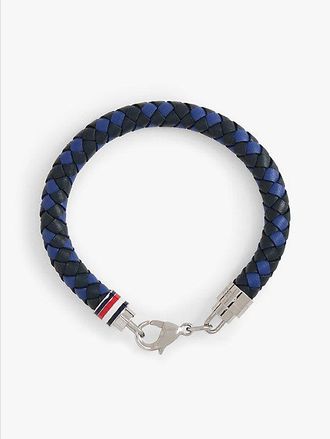 Tommy Hilfiger Blauwe armband van gevlochten leer