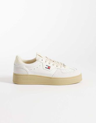 Tommy Jeans Greenwich - Sneakers bianche con plateau-Bianco