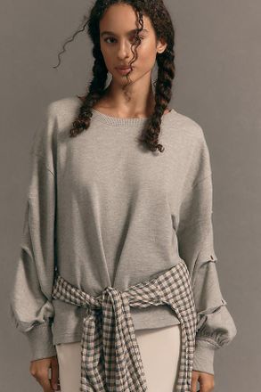 Pilcro Tucked-Sleeve Pullover