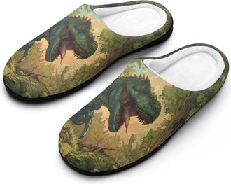 Generic Dinosaur Primeval Forests Slippers Men Winter Warm Cotton Anti-Slip Indoor Slip-Ons House Shoes