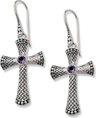 Samuel B. Sterling Silver Cross Earrings in Purple at Nordstrom Rack