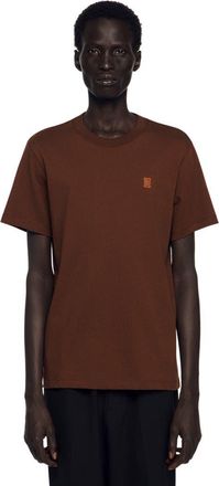 Sandro Leather logo T-shirt in Ginger Bread at Nordstrom, Size Xx-Large