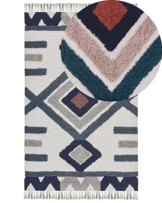 Beliani Beliani - Tappeto Di Cotone Multicolore Con Motivo Geometrico Fatto A Mano 140 X 200 Cm Kozlu
