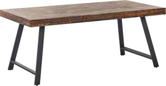 Beliani Beliani - Dining Table Pine Wood mdf Black Metal Legs 180 x 90 cm Industrial Style Dark Wood Warton