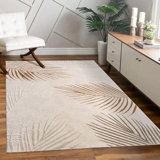 Paco Home Paco Home - Alfombra Salon De Habitacion Pelo Corto Motivo Floral Arco&iacute;ris Geometrico 80x300 Cm, Beige 2