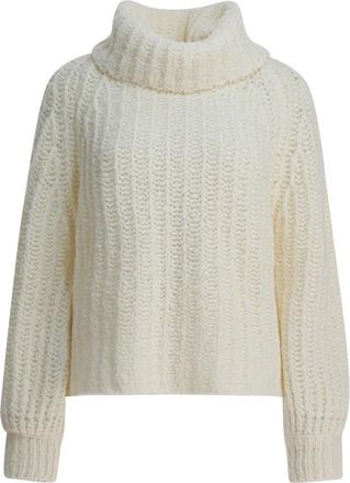 Rakk&igrave; Grof Gebreide Trui met Col - Dames - Coltruien - Wit - XS - Truien & Vesten