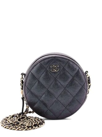 Chanel Round Clutch with Chain Quilted Iridescent Caviar Mini crossbody bag - Zwart