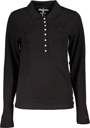 Tommy Hilfiger Lange Mouw Polo Shirt Zwart Geborduurd Logo - Dames - Polos - Zwart - S - Tops