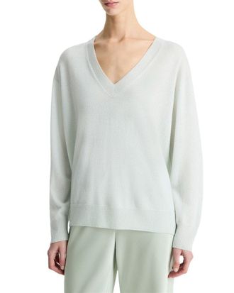Vince Silk & Cashmere-Blend Deep V-Neck Sweater