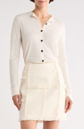 Lafayette 148 New York Button Front Cardigan in Cloud at Nordstrom Rack, Size X-Small