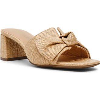 Anne Klein Kizmet Bow Slide Sandal in Natural Raffia at Nordstrom, Size 9.5