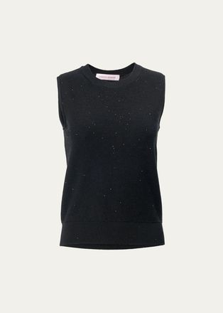 Carolina Herrera Paillette Wool Knit Crewneck Tank Top