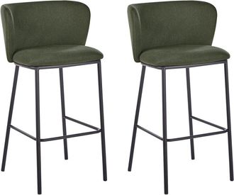 Beliani Set of 2 Bar Chairs MINA Dark Green